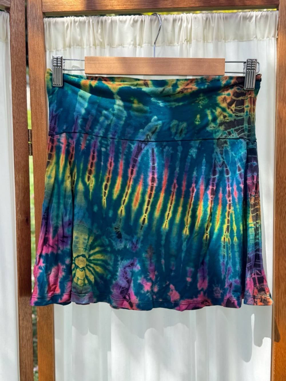 Stretchy Tie-Dye Rainbow Mini Skirt